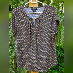 Liz Claiborne  Women's Geometric Black and Yellow Blouse XL